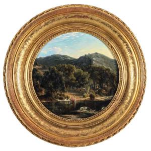 Félix-hippolyte Lanoüe (1812-1872) Italian Landscape With Bathers