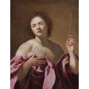 Att. To Virginia Vezzi (1600-1638) Saint Sebastian Holding An Arrow