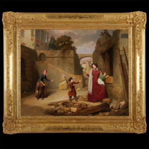 Geoffroy Chocarne (1797-1870) Charity Scene At The Boulogne Fires