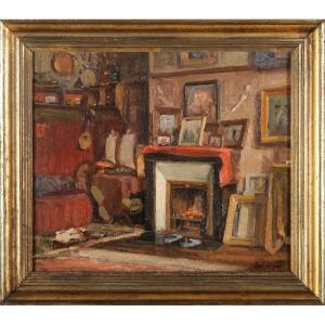Paul Jean Hugues (1891-1950) Interior Of A Collector Or Workshop