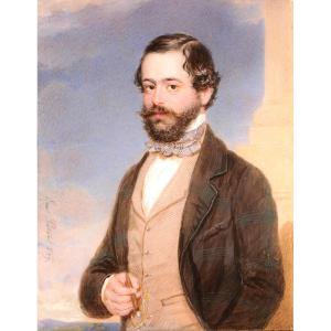 Emmanuel Peter (1799-1873) Portrait Of A Dandy With A Cigar Austria Vienna