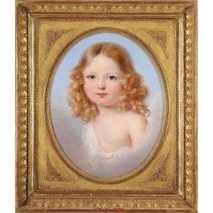 Portrait Of A Child In The Clouds - French School Circa 1800