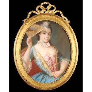 Portrait Of A Young Woman In Louis XV Period Dress - French School, 19th Century