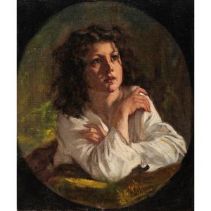 Alexandre Antigna (1817-1878) Portrait Of A Child - Orléans