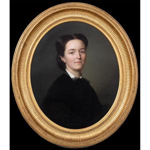 Victor De Grandchamp (1822-1869) Portrait Of Louise Yvert Née Geslin - Woman