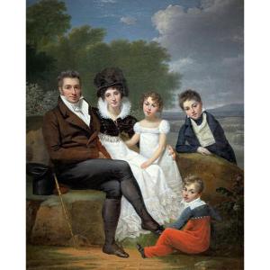 Ange-rené Ravault (1766-1845) Portrait Of A Family From The Montargis Or Pithiviers Region