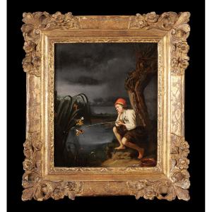 Attributed To Godfried Schalken (1643-1706) Young Angler Schalcken