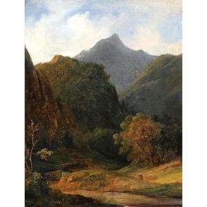 Victor Fonville (1805-1856) Italian Mountain Landscape ?