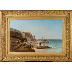 Charles Mermé (1818–1869) The Blessing Of The Coureau De Groix In Larmor, Brittany, Lorient