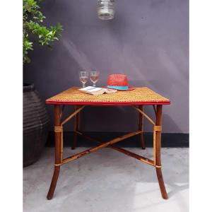 Woven Rattan Garden Table.