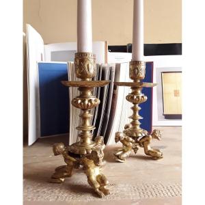 Pair Of “slave” Candlesticks.