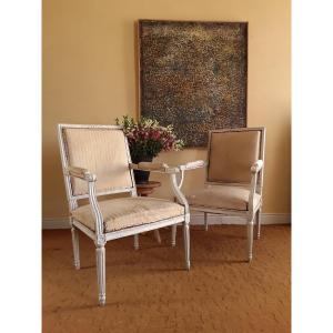 Pair Of Louis XVI Period Armchairs. 