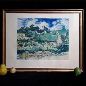 "les Chaumes De Cordeville" Print After Vincent Van Gogh.