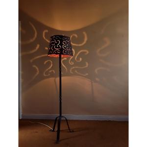 Brutalist Wrought Iron Floor Lamp.