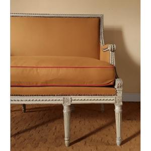 Louis XVI Period Eight-legged Sofa. Stamped. 
