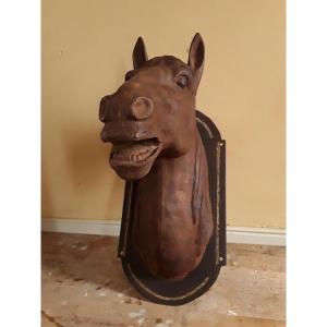 Large Cast Iron Horse Head. H 80 Cm
