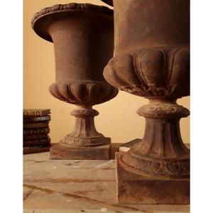 Pair Of 19th Century Medici Vases. H 46 Cm.