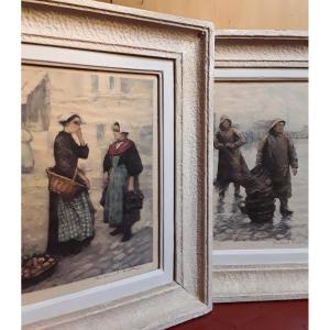 Manuel Robbe. Pair Of Breton Aquatints. 