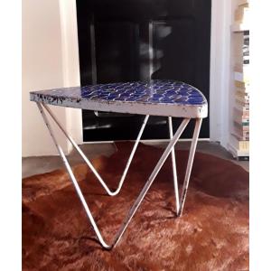 Coffee Table In Mosaic And Wrought Iron. 1950s.