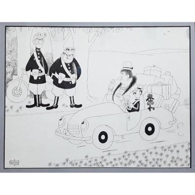 Original Drawing By Albert Dubout. 1905-1976