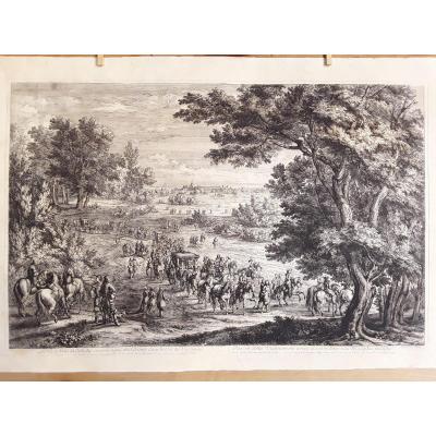 Le Roi à Vincennes. Grande gravure vers 1670.
