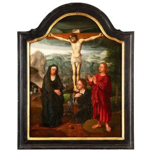 Crucifixion, Circle Of Adriaen Isenbrandt, Bruges School, Mid 16th Century