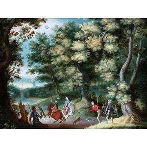 Landscape With A Falcon Hunt, Attributed To Anton Mirou (antwerp, 1570-1621/1627), Early 17th