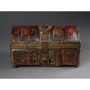 Embossed And Polychromed Leather Casket, French, 14th Century, Gothic Period