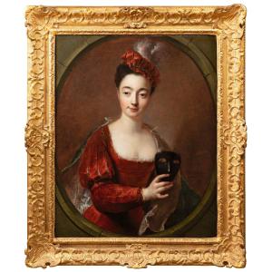 Portrait Of A Lady In A Masquerade Costume, Signed François De Troy, Circa 1715-1720