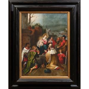 Adoration Of The Magi, Attributed To Frans Francken Ii, Copper, Antwerp, 17th Century