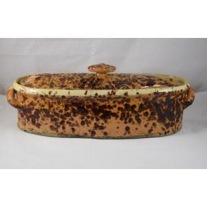 Old Glazed Terracotta Fish Terrine, 19th Century Popular Art