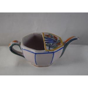 Sick Duck In Polychrome Earthenware, South-west, Martres-tolosane, Octagonal Shape