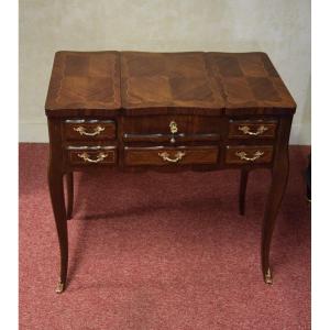 Dressing Table In Veneer Wood, Louis XV Style, 19th Century. 