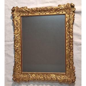 Carved And Gilded Wooden Mirror, Regency Style, 18th Century