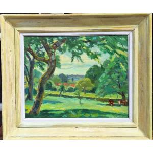 Andre Gaston (1884-1970) "paysage De La Creuse "oil On Panel , Ecole De Crozant 