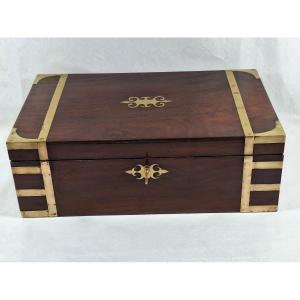 Solid Mahogany Naval Writing Desk, 19th Century