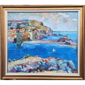 The Port Of Collioure, Oil On Panel By Marcel Fournier (1900-1979), Dated 1968.