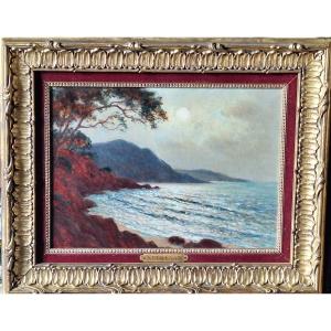 Moonlight On The Red Rocks ",keuleyan -lafon, Oil On Cardboard