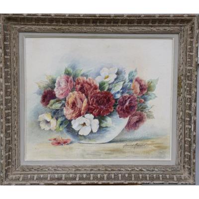 Madeleine Renaud( 1900-1994) bouquet de fleurs , Aquarelle