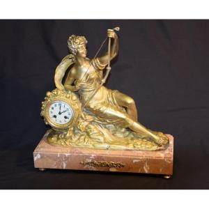 Pendulum In Golden Regulates -diane Au Repos -after Guillemin, Japy Frères Movement