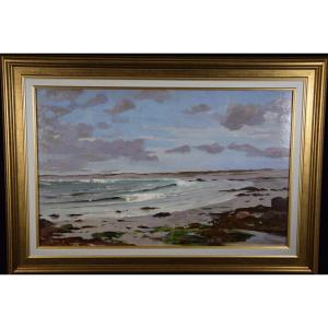 Between Royan And La Palmyre, Jean Georges Pasquet (1851-1936), Oil On Cardboard