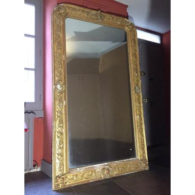 Large Mirror In Wood And Golden Juice