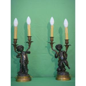 Pair Of Bronze Candelabras 
