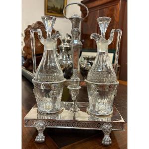 Cruet And Vinegar Cruet 1st Empire Solid Silver 