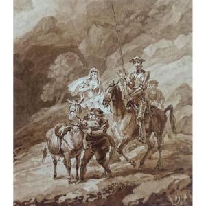 19th Century French School, Sancho Panza Finding His Donkey (don Quixote, Cervantes)