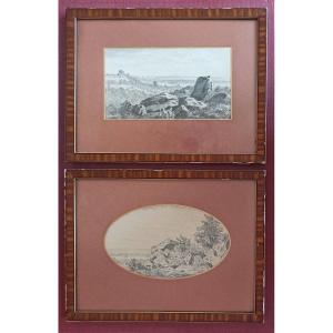 David Sutter, Barbizon (rousseau, Harpignies) – Two Landscapes From The Surroundings Of Nemours