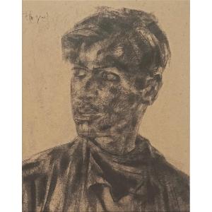 Front And Back: Georges Higuet, Portrait Of A Miner / Study After Houdon's écorché Figure, 1926