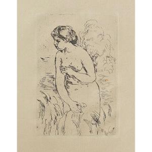 Renoir, Baigneuse Debout, à Mi-jambes, 1910, Original Etching, Full Margins (bather)