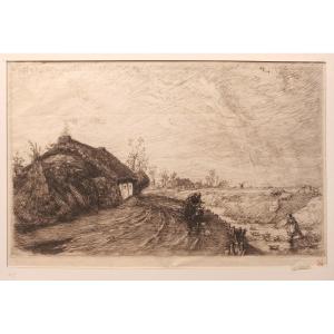Auguste Lepère – Path Along The Marsh Of The Vendee, Etching On Japanese Paper, 1914