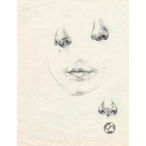 Sketches For A Portrait - French School, Early 20th Century (attr. Marguerite Paing)